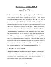 God's Speeches in Job: A Verbal Journey through Creation