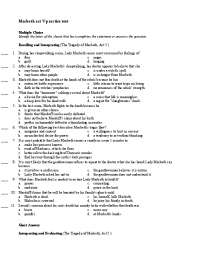 Macbeth act V practice test