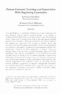 Person-Centered Training & Supervision: Preserving Rogers' Legacy