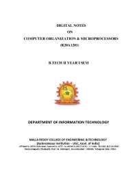 Computer Organization: Instruction Codes, Registers, Memory, I/O, Overview