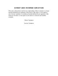 Direct and Inverse Variation: Understanding Direct and Inverse Relationships