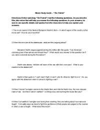 Movie Study Guide – “The Patriot” Directions