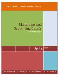 Identifying main idea and supporting details