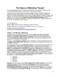 The History of Marketing Thought