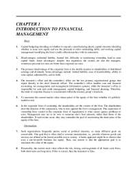 Chapter 1 introduction to financial management | Lecture notes ...