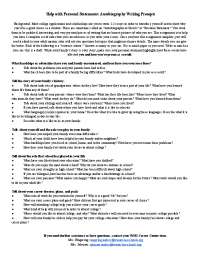 Personal Statement Writing Prompts: Overcoming Hardships and Pursuing Education