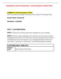 Template for Unit 4 Touchstone - Communication at Work Final | Study ...