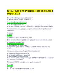 NHIE Plumbing Practice Test Best Rated Paper 2022.