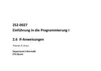 252-0027 Einführung in die Programmierung I 2.6 if ...