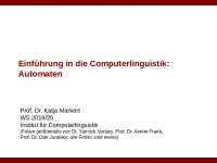 Einführung in die Computerlinguistik: Automaten