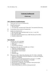 Vorlesung Familienrecht Gliederung