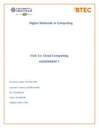 ASM 1: CLOUD COMPUTING (BTEC) | Assignments Programming Languages | Docsity