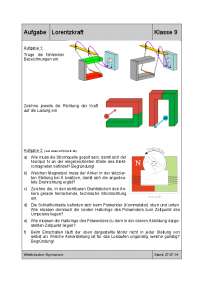 Aufgabe Lorentzkraft Klasse 9