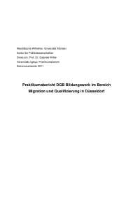 Praktikumsbericht DGB Bildungswerk im Bereich Migration ...