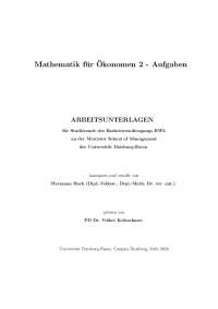 Mathematik für¨Okonomen 2 - Aufgaben