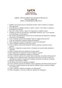Processamento de Materiais Méticos: Conformação Mecânica