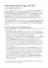Riassunto "Grafica italiana: dal 1945 a oggi" di Carlo Vinti