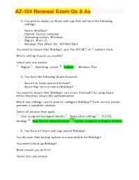 AZ-104 Renewal Exam Qs & As Graded A