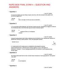 NURS 6630 FINAL EXAM 4 – QUESTION AND ANSWERS | Exams Nursing | Docsity