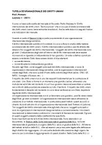Tutela sovranazionale dei diritti umani - lezioni