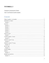 Tutorial 3 de Python | Apuntes de Algoritmos y Programación | Docsity