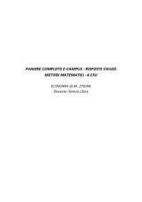 Paniere METODI MATEMATICI (6 CFU) eCampus (prof.ssa Fanton) - RISPOSTE CHIUSE