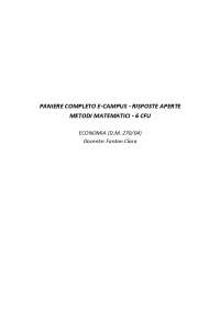 Paniere METODI MATEMATICI (6 CFU) eCampus (prof.ssa Fanton) - RISPOSTE APERTE