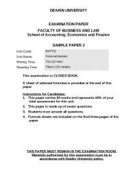 EXAMINATION PAPER FACULTY OF BUSINESS AND LAW School of Accounting, Economics and Finance