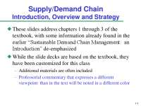 Supply/Demand Chain Introduction, Overview and Strategy
