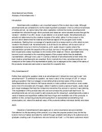 Advertisement and Media Analysis of Advertisements