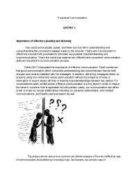 Purposive Communication - Importance of Effective speaking and Listening essay
