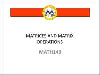 Matrices and Matrix Operations Math149 Skills Objectives