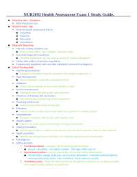 NUR2092 Health Assessment Exam 1 Study Guide. | Exams Nursing - Docsity