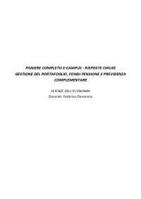 Paniere GESTIONE DEL PORTAFOGLIO, FONDI PENSIONE E PREVIDENZA eCampus - RISPOSTE CHIUSE