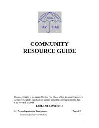 COMMUNITY RESOURCE GUIDE | Study notes Community Health - Docsity