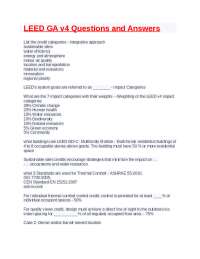 LEED GA v4 Questions and Answers. | Exams Nursing | Docsity