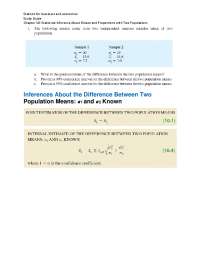 Statistical Inference About Means and Proportions with Two Populations