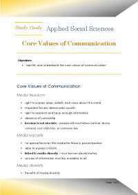 Core Values of Communication and Journalism - study guide