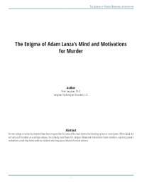 The Enigma of Adam Lanza's Mind and Motivations for Murder