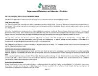 Mycology Specimen Collection Protocol