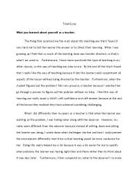 Triad Essay What you learned about yourself as a teacher ...