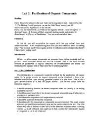 Lab 2: Purification of Organic Compounds | Study Guides, Projects ...
