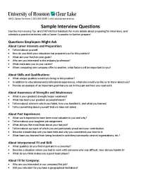Sample Interview Questions | Summaries Job Interviewing Techniques and ...