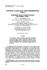 SYNTHETIC SUBSTANCES WITH MORPHINE-LIKE EFFECT ...