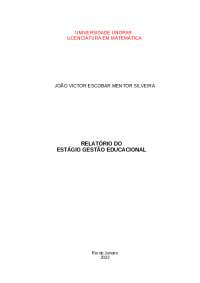 RELATÓRIO DO ESTÁGIO GESTÃO EDUCACIONAL