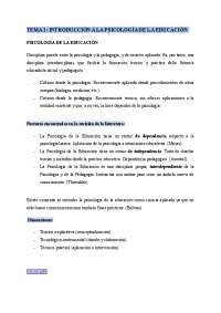 Tema 1 de Psicologia de la educación | Apuntes de Psicología | Docsity