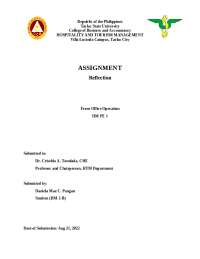 Reflection on Front Office Operation in Hospitality & Tourism Management