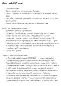 Storia sulla Guerra dei 30 anni | Schemi e mappe concettuali di Storia ...