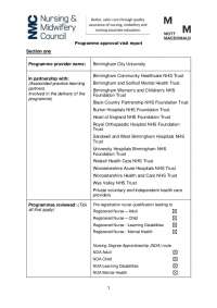 MSci Nursing Course Specifications and Compliance with NMC Standards