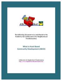 What is Asset Based Community Development (ABCD)